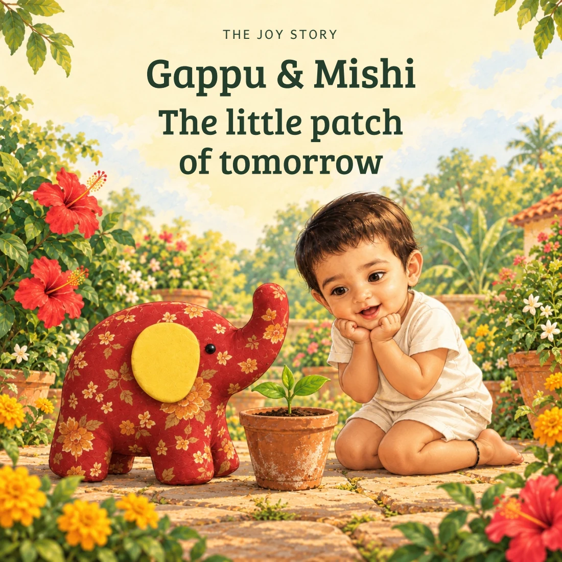 Gappu and Mishi — The Little Patch of Tomorrow, illustrated book cover